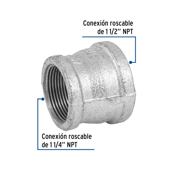 48767 - Reducción campana acero galvanizado 1-1/2'x1-1/4', Foset