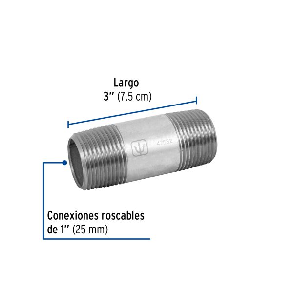 47532 - Niple de acero galvanizado 1' x 3', Foset
