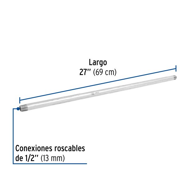 48822 - Niple de acero galvanizado 1/2 x 27', Foset