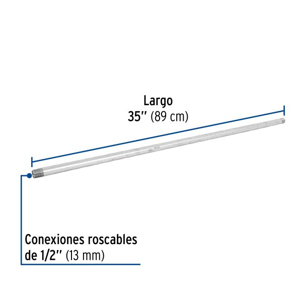 48823 - Niple de acero galvanizado 1/2 x 35', Foset