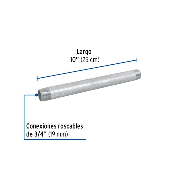 48824 - Niple de acero galvanizado 3/4 x 10', Foset