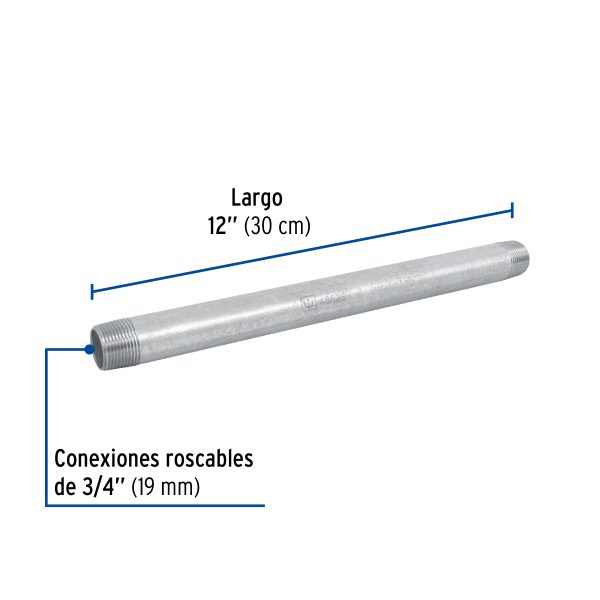 48825 - Niple de acero galvanizado 3/4 x 12', Foset