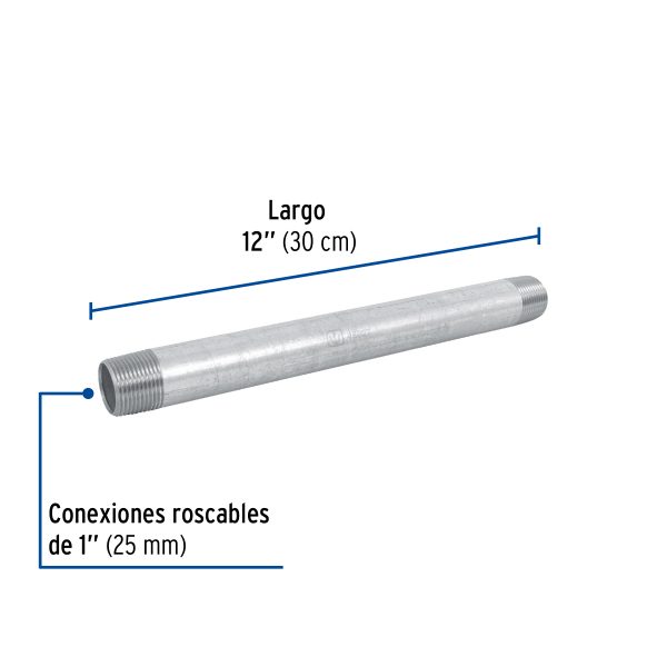 48827 - Niple de acero galvanizado 1 x 12', Foset