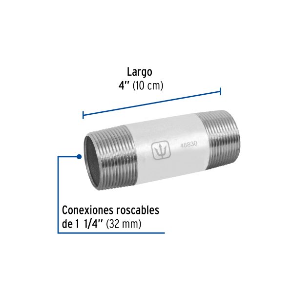 48830 - Niple de acero galvanizado 1-1/4 x 4', Foset