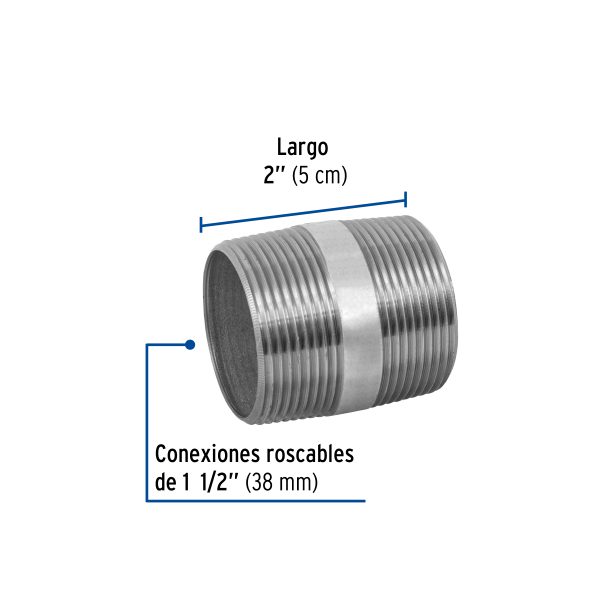 48835 - Niple de acero galvanizado 1-1/2 x 2', Foset