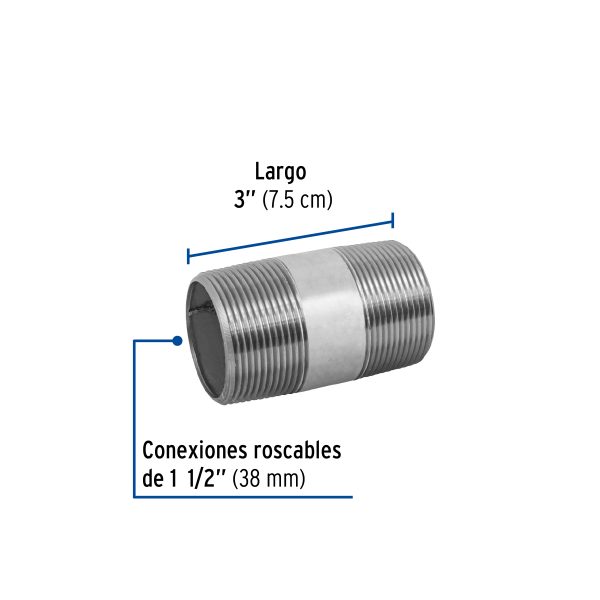 48836 - Niple de acero galvanizado 1-1/2 x 3', Foset