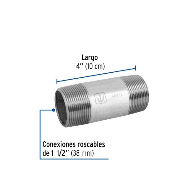 48837 - Niple de acero galvanizado 1-1/2 x 4', Foset