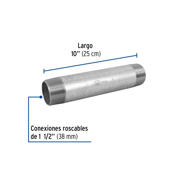 48840 - Niple de acero galvanizado 1-1/2 x 10', Foset