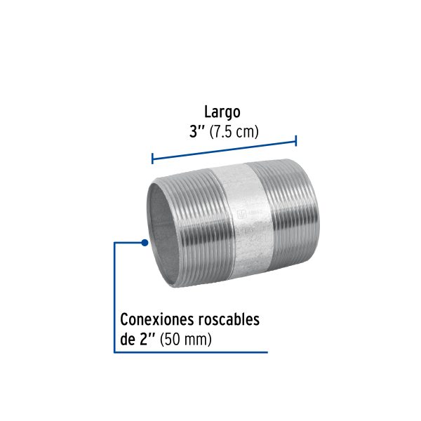 48842 - Niple de acero galvanizado 2 x 3', Foset