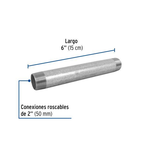 48844 - Niple de acero galvanizado 2 x 6', Foset