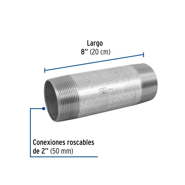 48845 - Niple de acero galvanizado 2 x 8', Foset