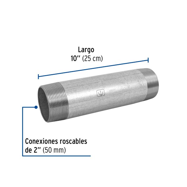 48846 - Niple de acero galvanizado 2 x 10', Foset