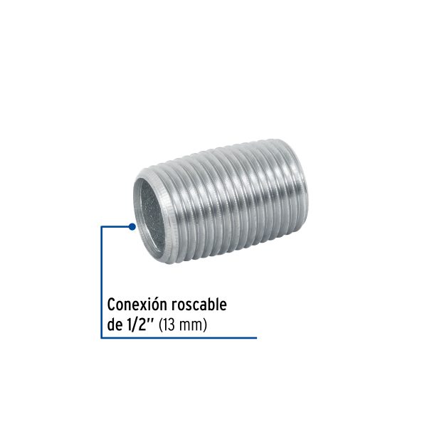 47536 - Niple de acero galvanizado 1/2' cuerda corrida, Foset