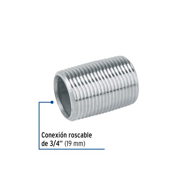 47537 - Niple de acero galvanizado 3/4' cuerda corrida, Foset