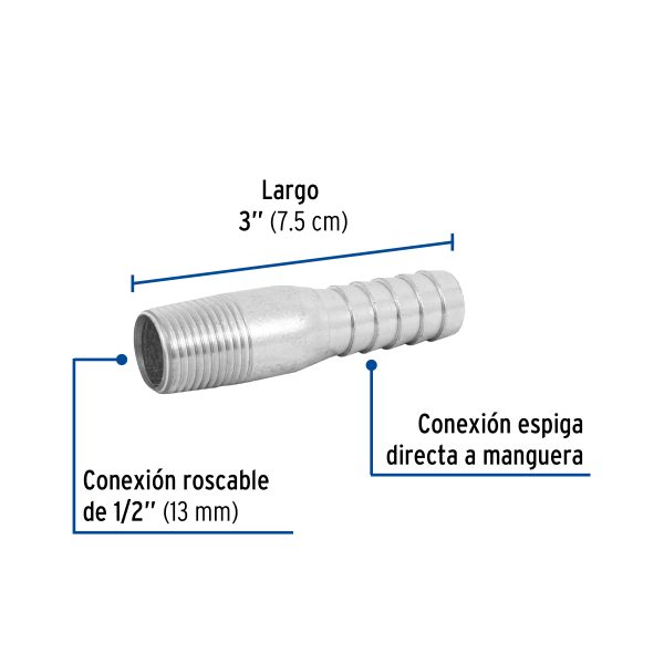 48175 - Niple de acero galvanizado 1/2' tipo botella, Foset