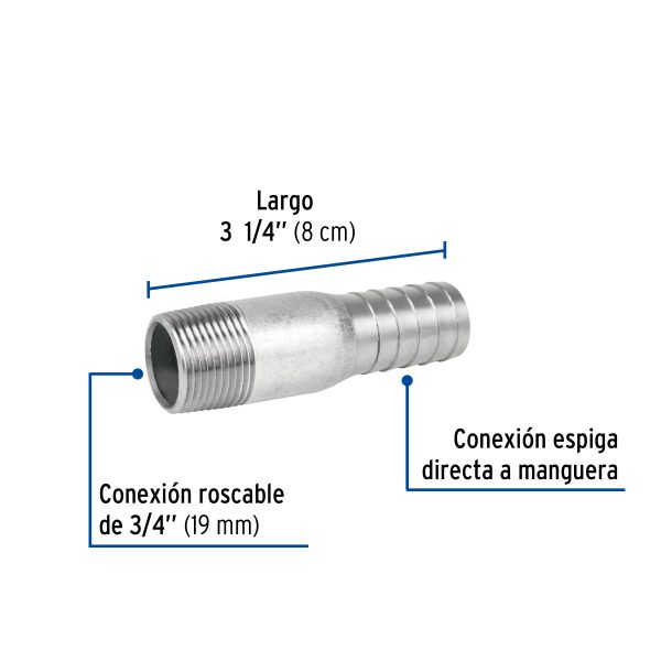 48176 - Niple de acero galvanizado 3/4' tipo botella, Foset
