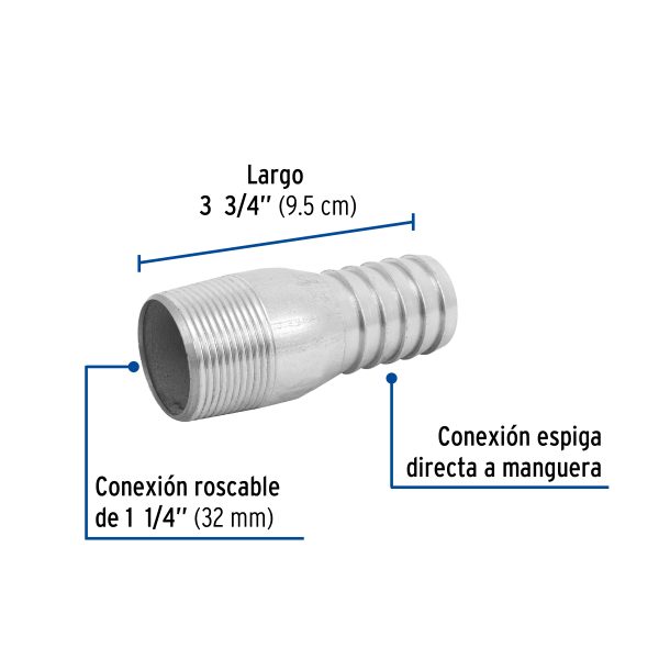 48178 - Niple de acero galvanizado 1-1/4' tipo botella, Foset