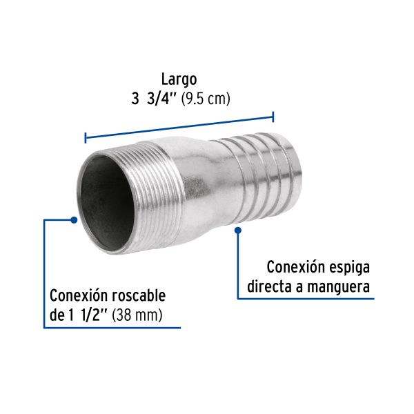 48179 - Niple de acero galvanizado 1-1/2' tipo botella, Foset