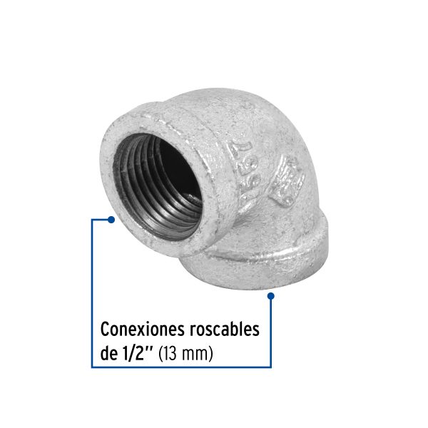47557 - Codo 90° acero galvanizado de 1/2', Foset