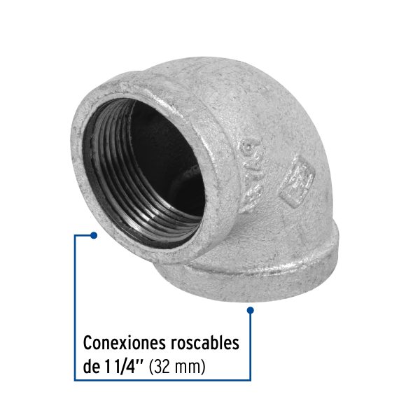 48749 - Codo 90° acero galvanizado de 1-1/4', Foset