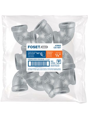 43964 - Codo 90° acero galvanizado de 1/4', FOSET