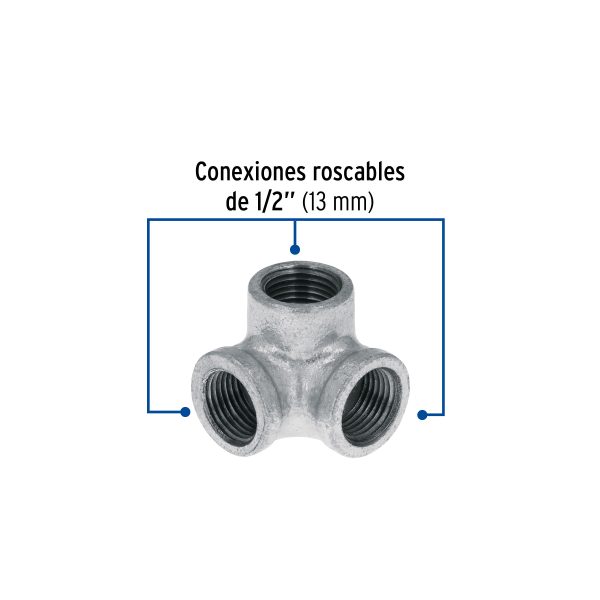 48740 - Codo rincón acero galvanizado de 1/2', Foset