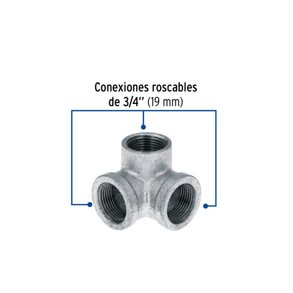48741 - Codo rincón acero galvanizado de 3/4', Foset