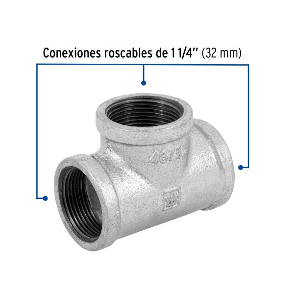 48755 - Tee sencilla 1-1/4' acero galvanizado, Foset
