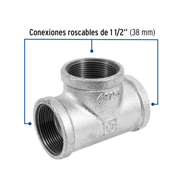 48756 - Tee sencilla 1-1/2' acero galvanizado, Foset