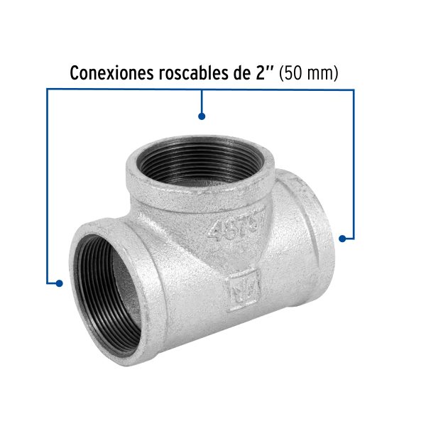 48757 - Tee sencilla 2' acero galvanizado, Foset