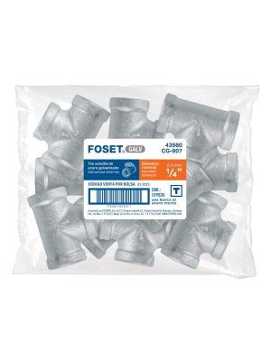 43980 - Tee sencilla acero galvanizado 1/4', FOSET