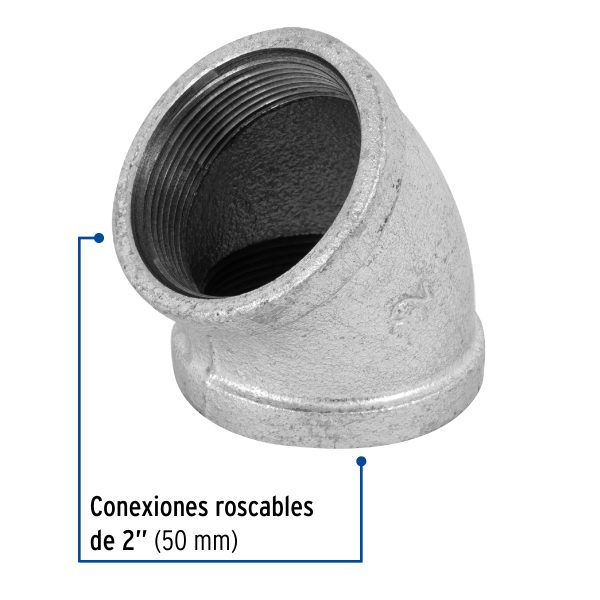 48754 - Codo 45° acero galvanizado de 2', Foset