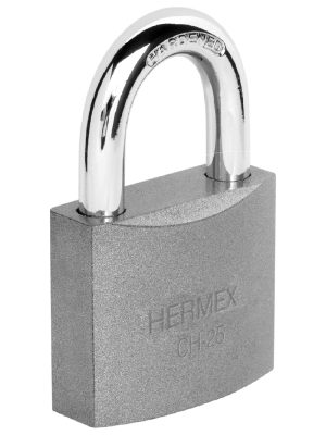 43795 - Candado de hierro 25 mm gancho corto en caja, HERMEX