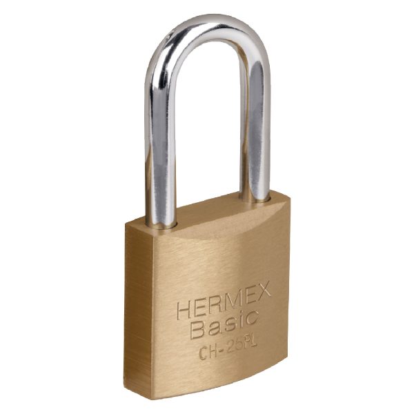 27069 - Candado de hierro color latón 25 mm, largo, caja, BASIC