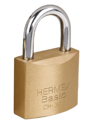 23522 - Candado de hierro color latón 30 mm, corto, caja, BASIC