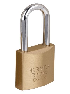 CH-30PL.jpg 27070 - Candado de hierro color latón 30 mm, largo, caja, BASIC