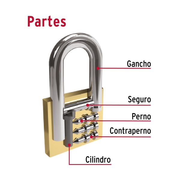23518 - Candado de hierro color latón 40 mm, corto, caja, BASIC