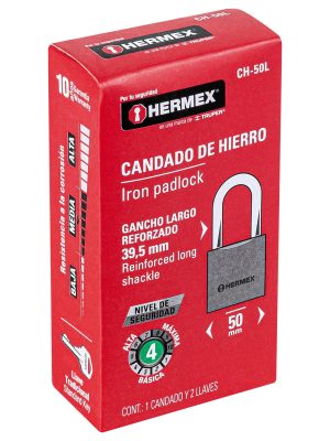CH-50LE1.jpg 43325 - Candado de hierro 50 mm gancho largo en caja, HERMEX
