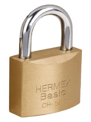 23519 - Candado de hierro color latón 50 mm, corto, caja, BASIC