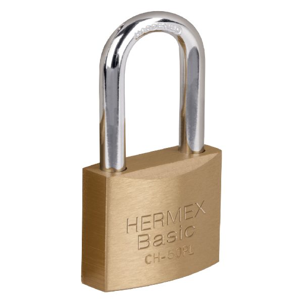 27072 - Candado de hierro color latón 50 mm, largo, caja, BASIC