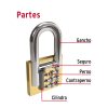 27072 - Candado de hierro color latón 50 mm, largo, caja, BASIC