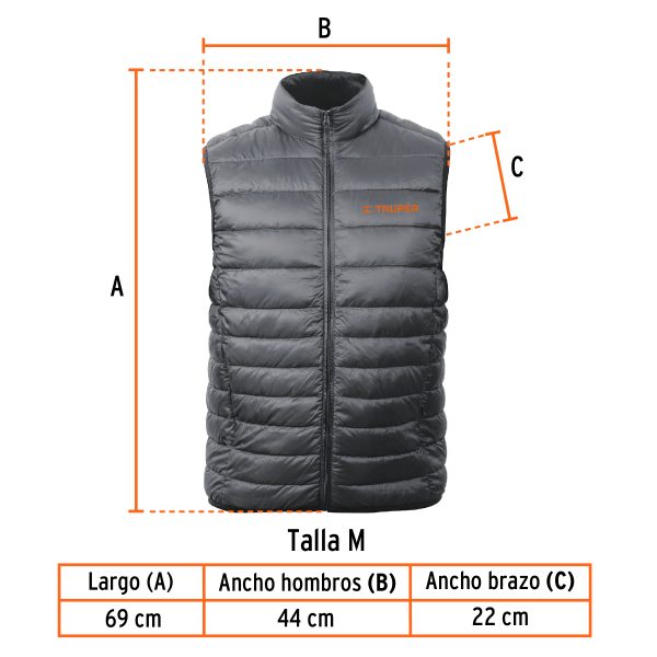 69998 - Chaleco de plumas ligero para hombre, gris, G, TRUPER