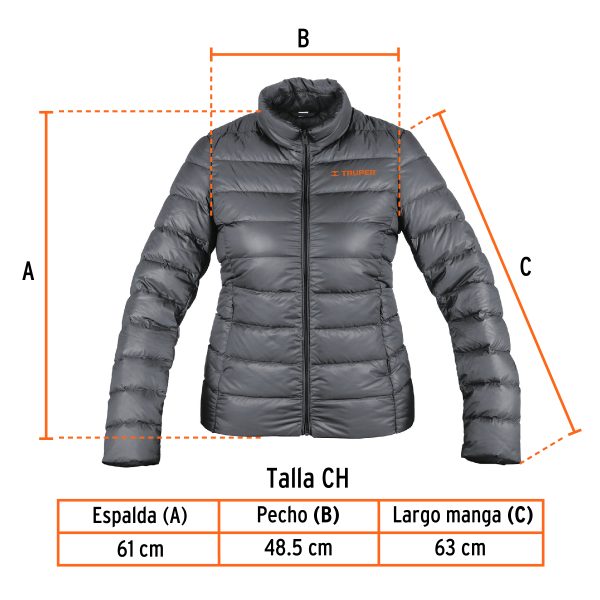 66004 - Chamarra de plumas ligera para mujer, gris, CH, TRUPER