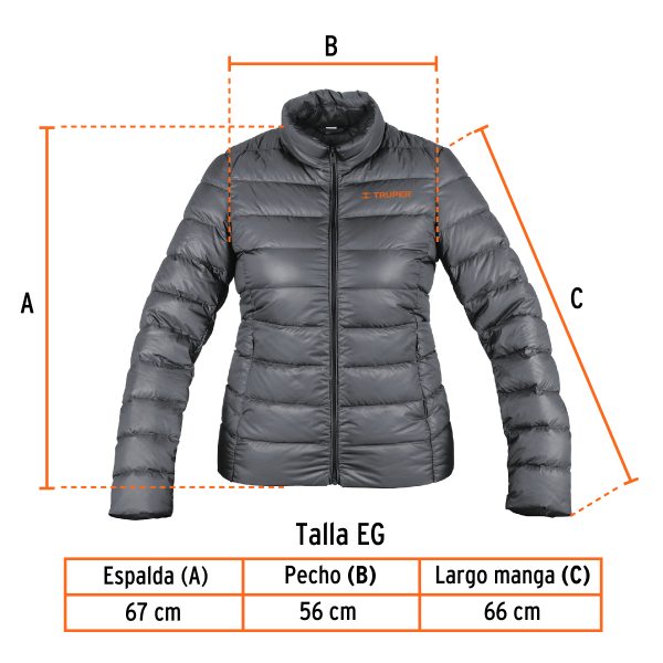 66007 - Chamarra de plumas ligera para mujer, gris, EG, TRUPER
