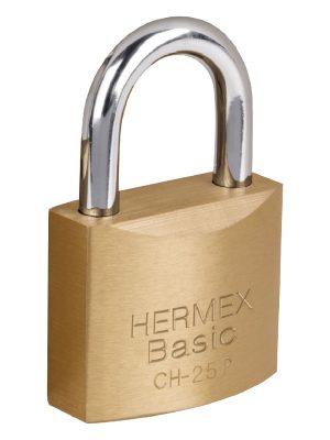 22529 - Candado de hierro color latón 25 mm, corto, blíster, BASIC
