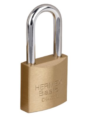 CHB-25PL.jpg 27074 - Candado de hierro color latón 25 mm, largo, blíster, BASIC