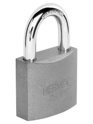 43318 - Candado de hierro 38 mm gancho corto en blíster, HERMEX