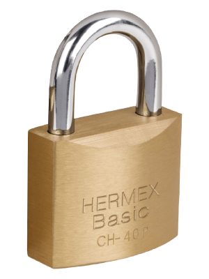 23520 - Candado de hierro color latón 40 mm, corto, blíster, BASIC