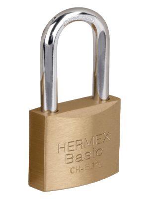 CHB-50PL.jpg 27077 - Candado de hierro color latón 50 mm, largo, blíster, BASIC