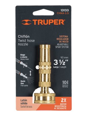 13133 - Chiflón 3-1/2' de latón maquinado para manguera, Truper